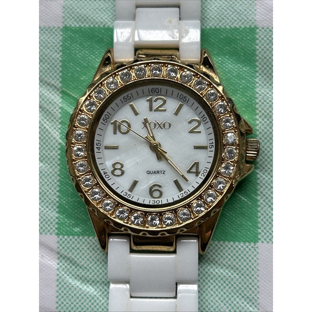 XOXO Gold Tone White Band Women’s Quartz Watch